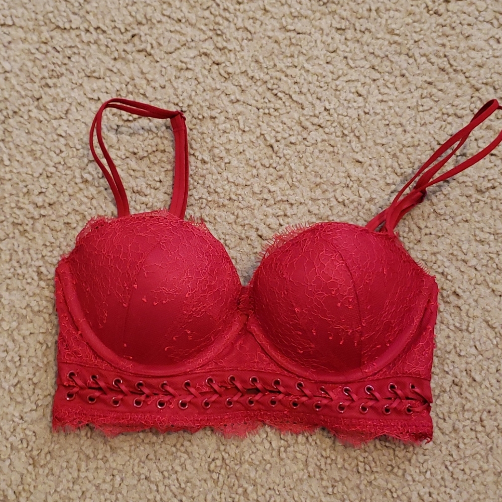 Victoria Secret Red Laced Bra Size 32B